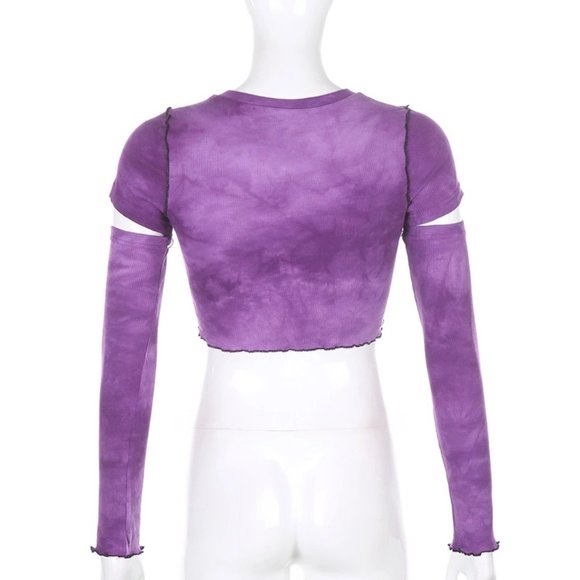 Gothic Punk Streetwear Top Tie Dye Cropped T-Shirt - Picture 5 of 13